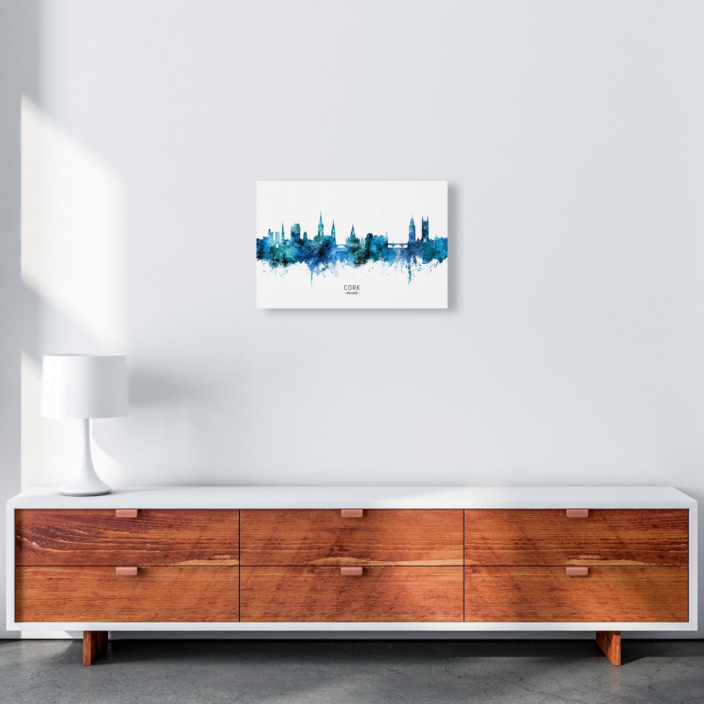 Kork Irland Skyline Blaue Stadtname Druck