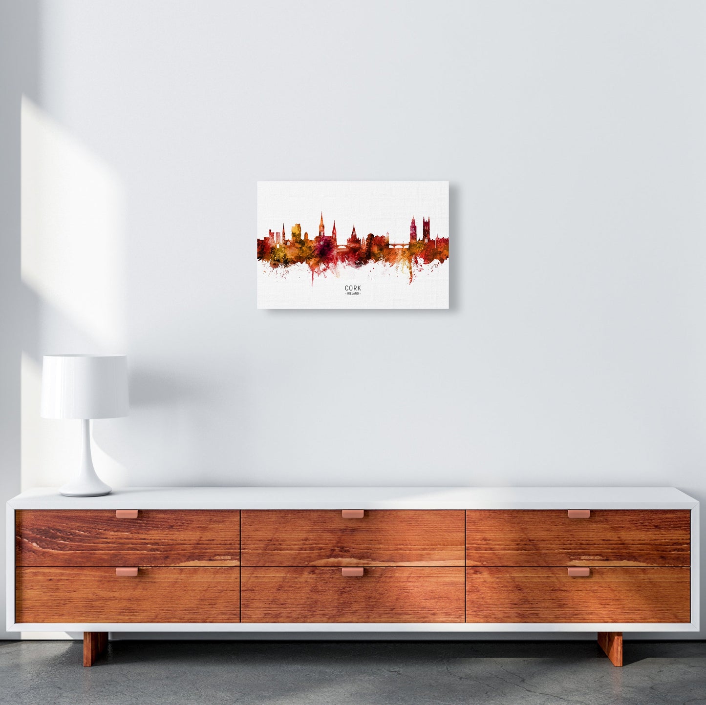 Kork Irland Skyline Rote Stadtname Druck
