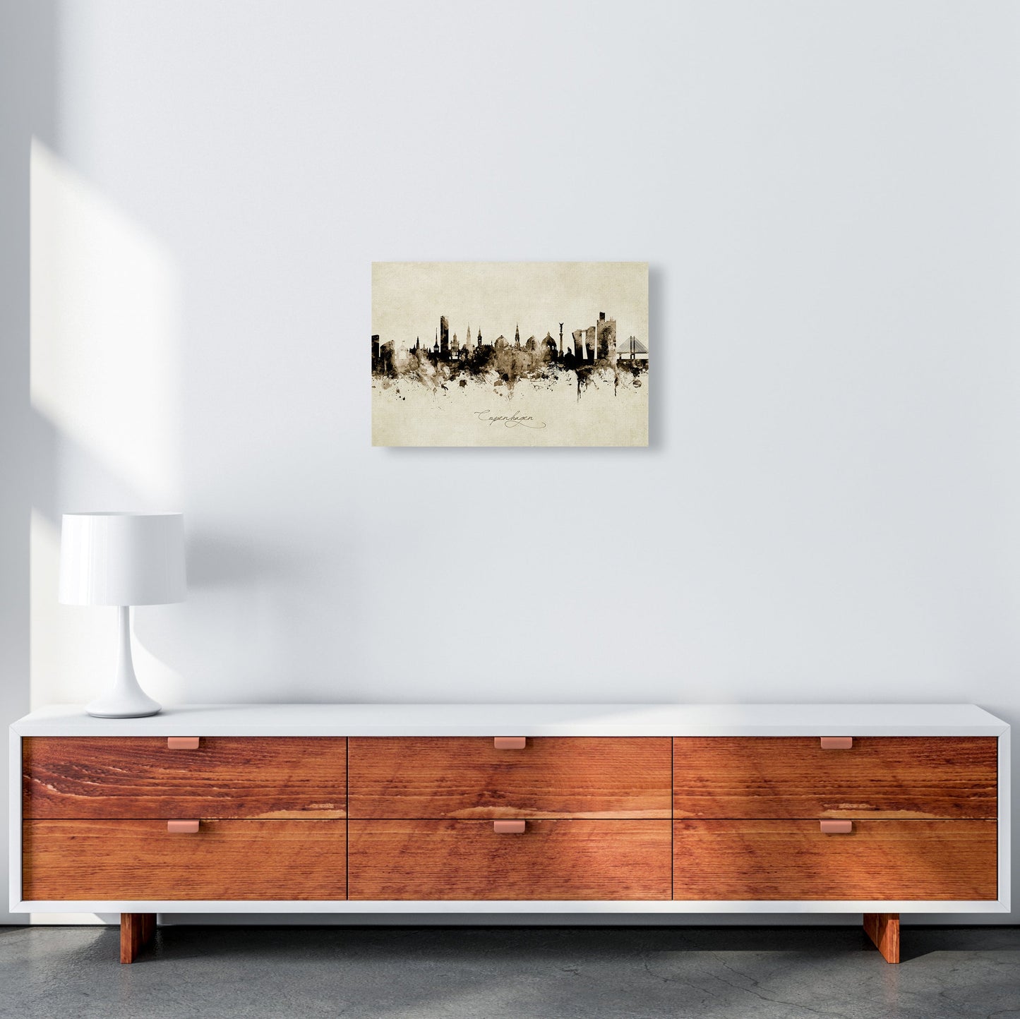 Kopenhagen Dänemark Skyline Vintage Kunst Druck