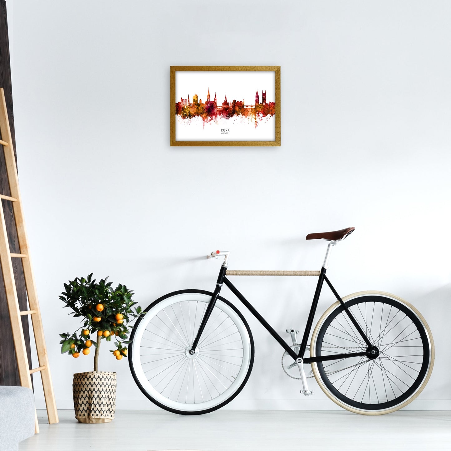 Kork Irland Skyline Rote Stadtname Druck