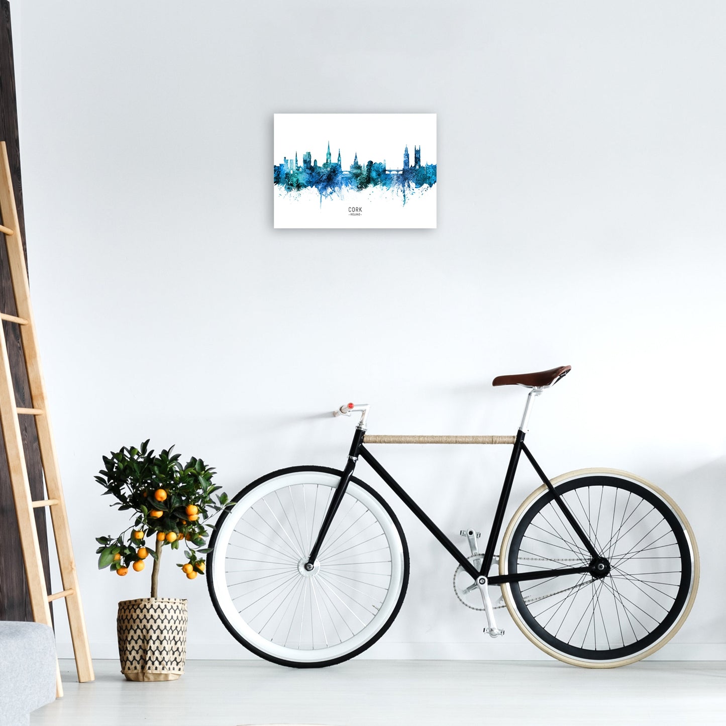 Kork Irland Skyline Blaue Stadtname Druck