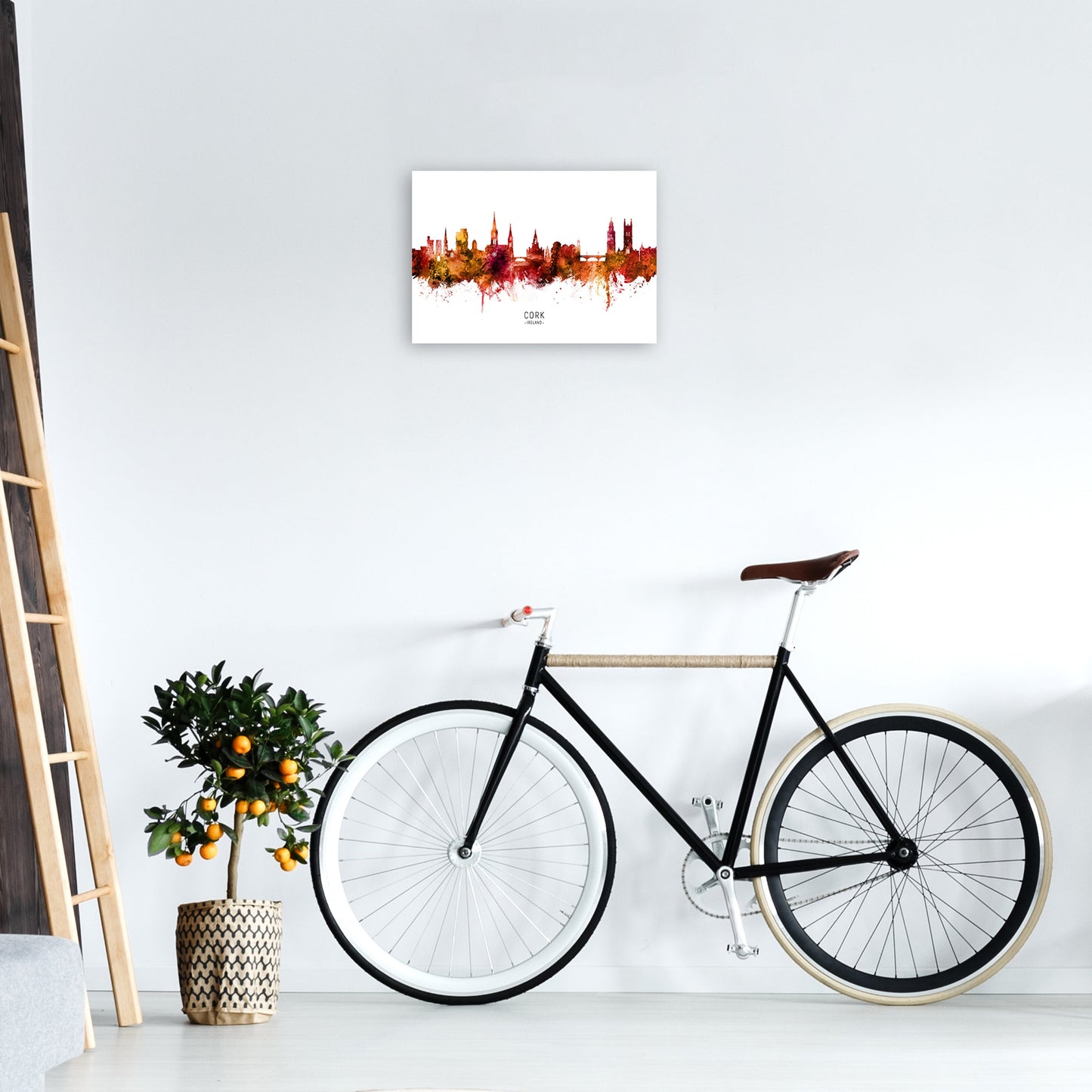 Kork Irland Skyline Rote Stadtname Druck