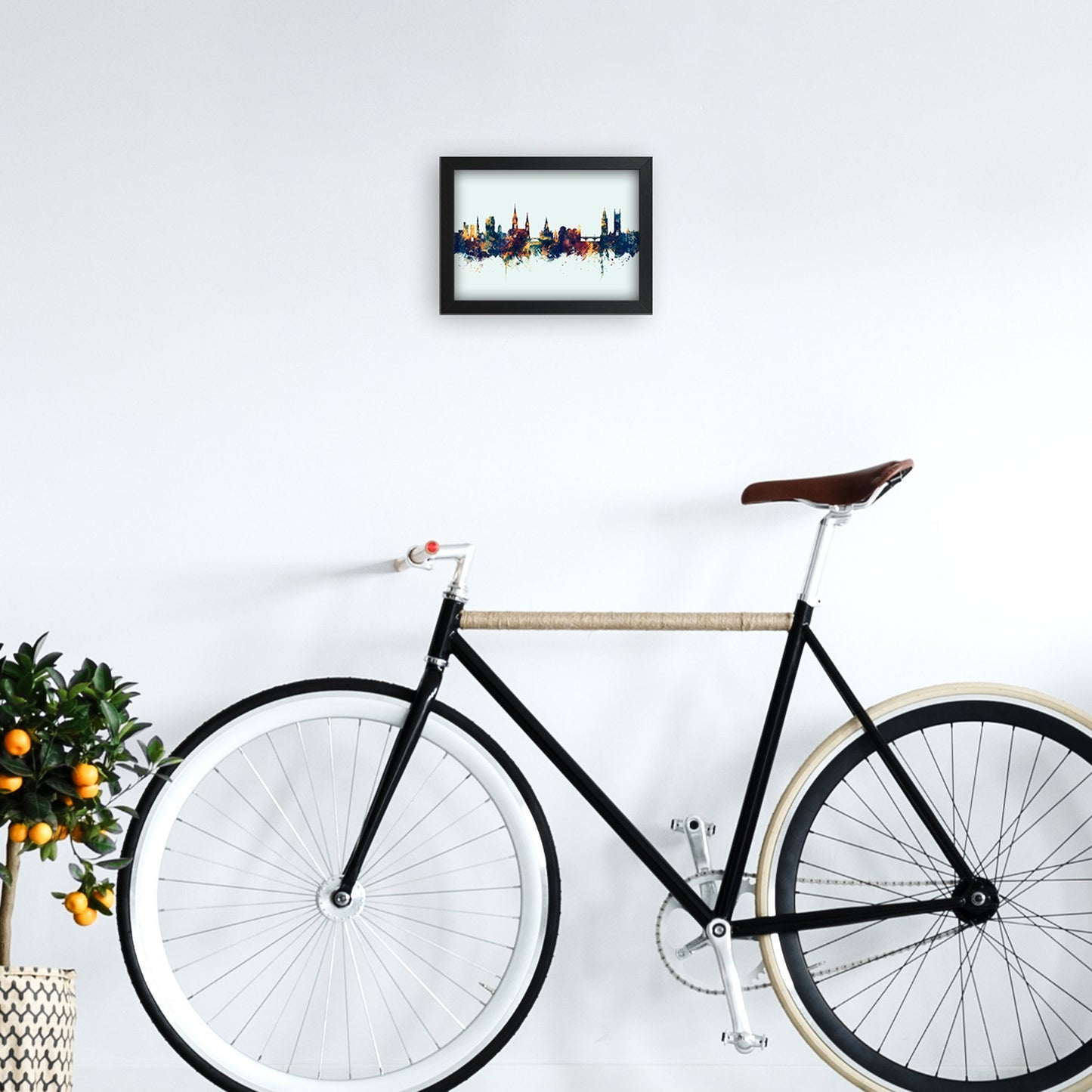 Kork Irland Skyline Blau Orange Kunstdruck