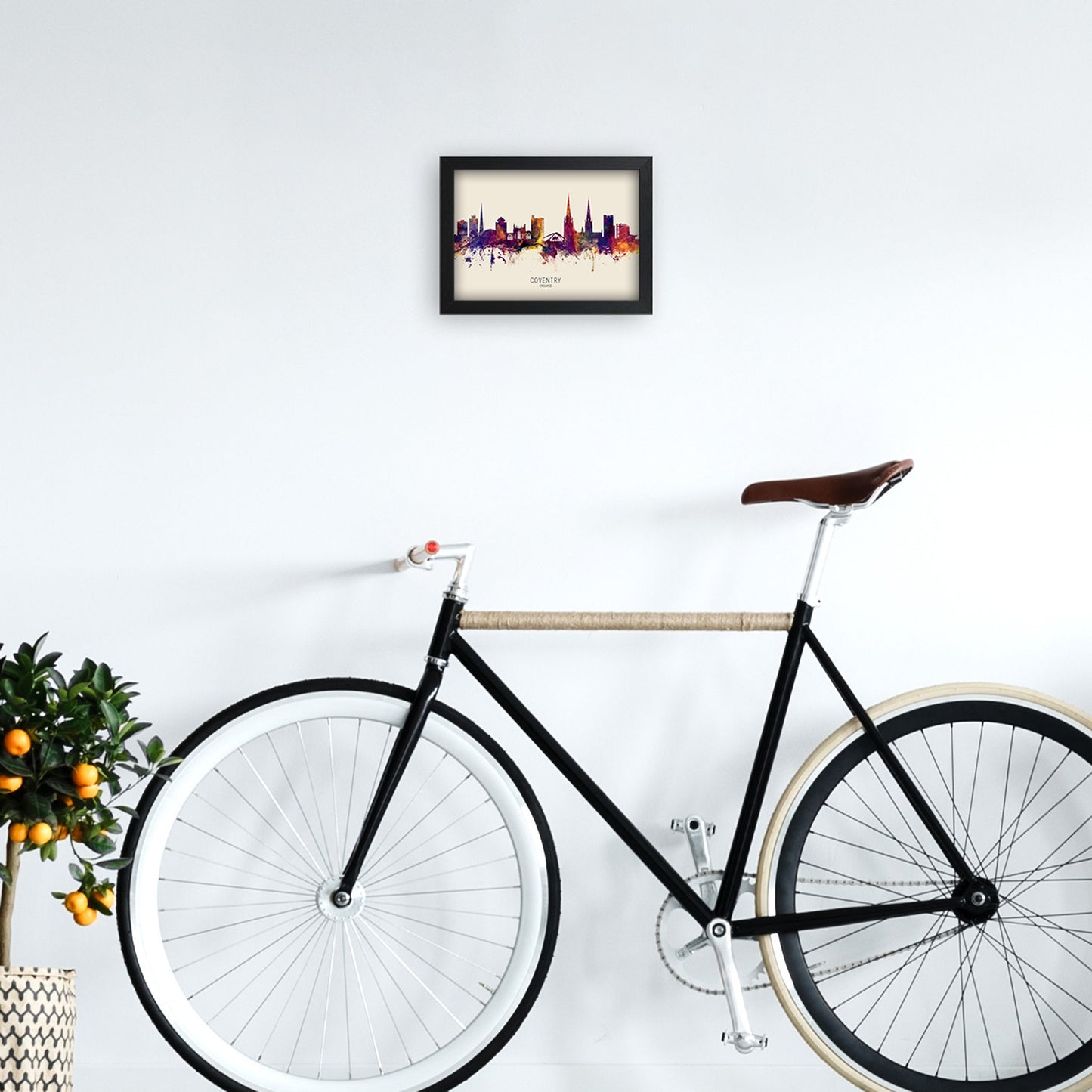 Coventry England Skyline Herbst Stadtname Kunstdruck