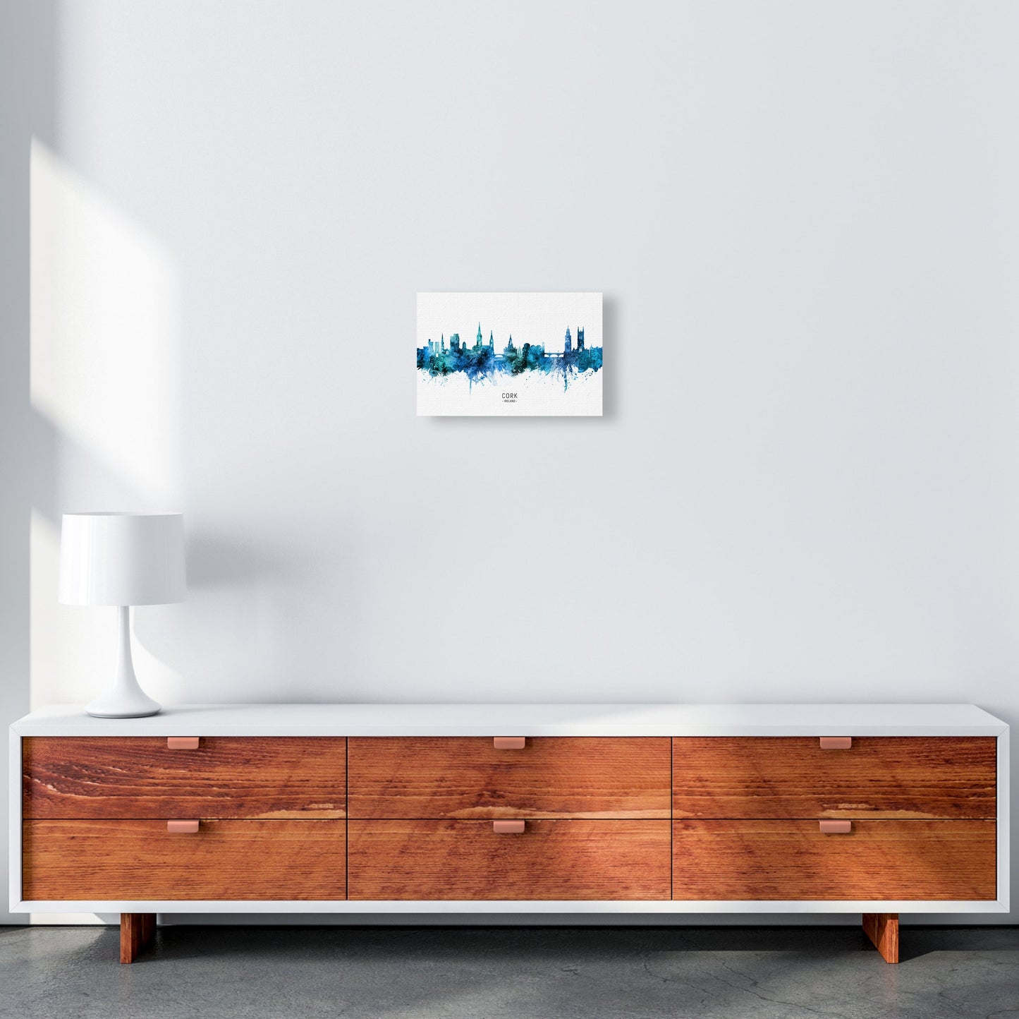 Kork Irland Skyline Blaue Stadtname Druck