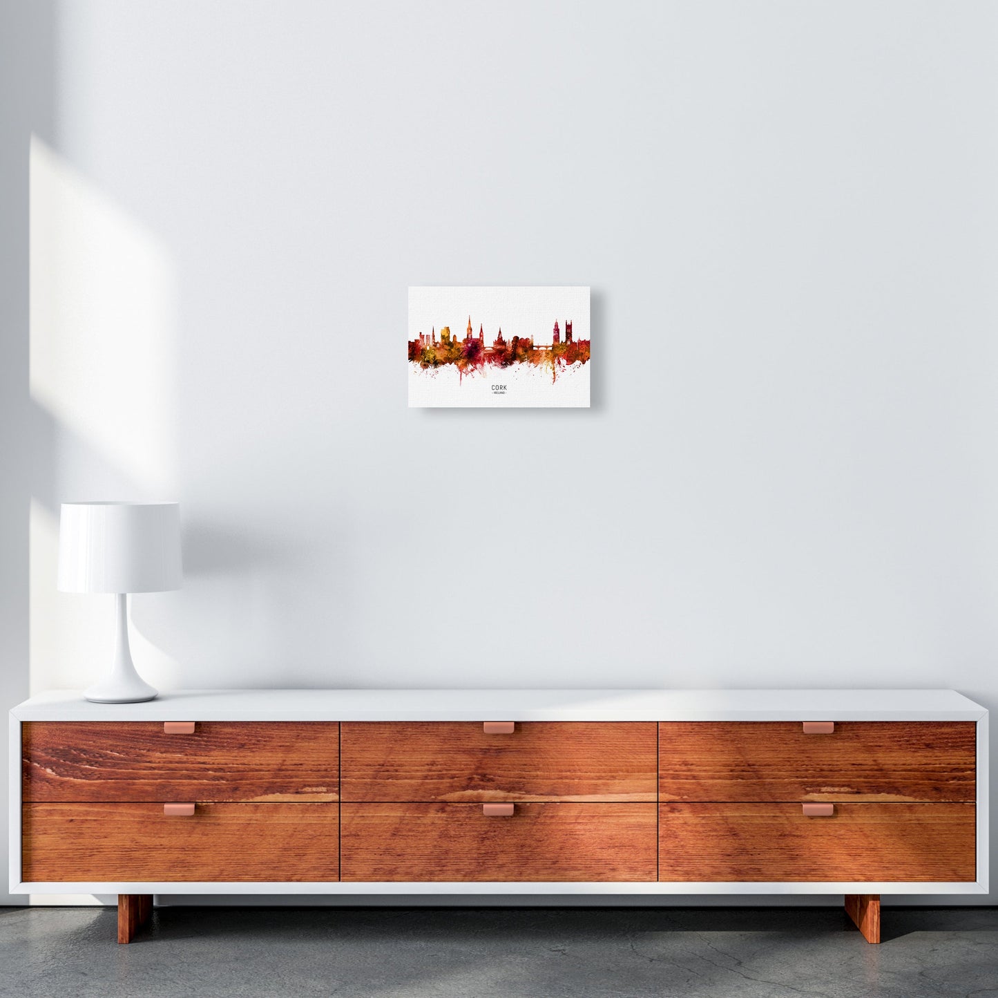 Kork Irland Skyline Rote Stadtname Druck