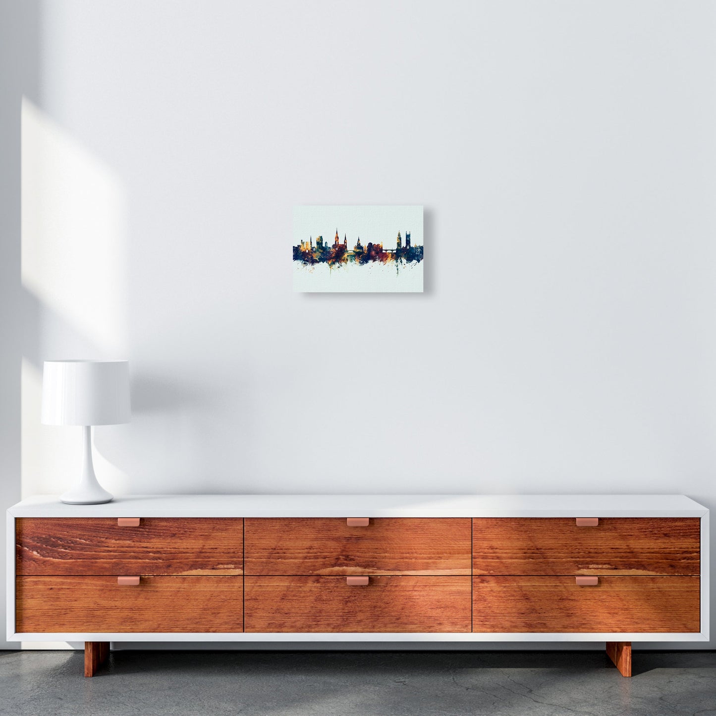 Kork Irland Skyline Blau Orange Kunstdruck