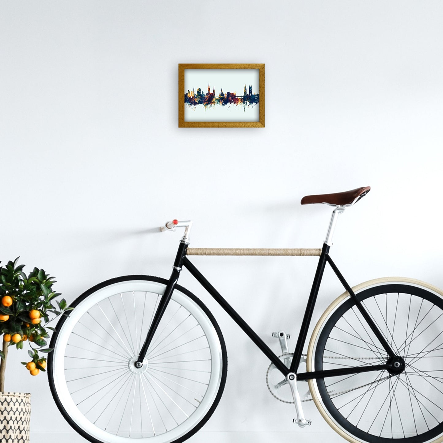 Kork Irland Skyline Blau Orange Kunstdruck