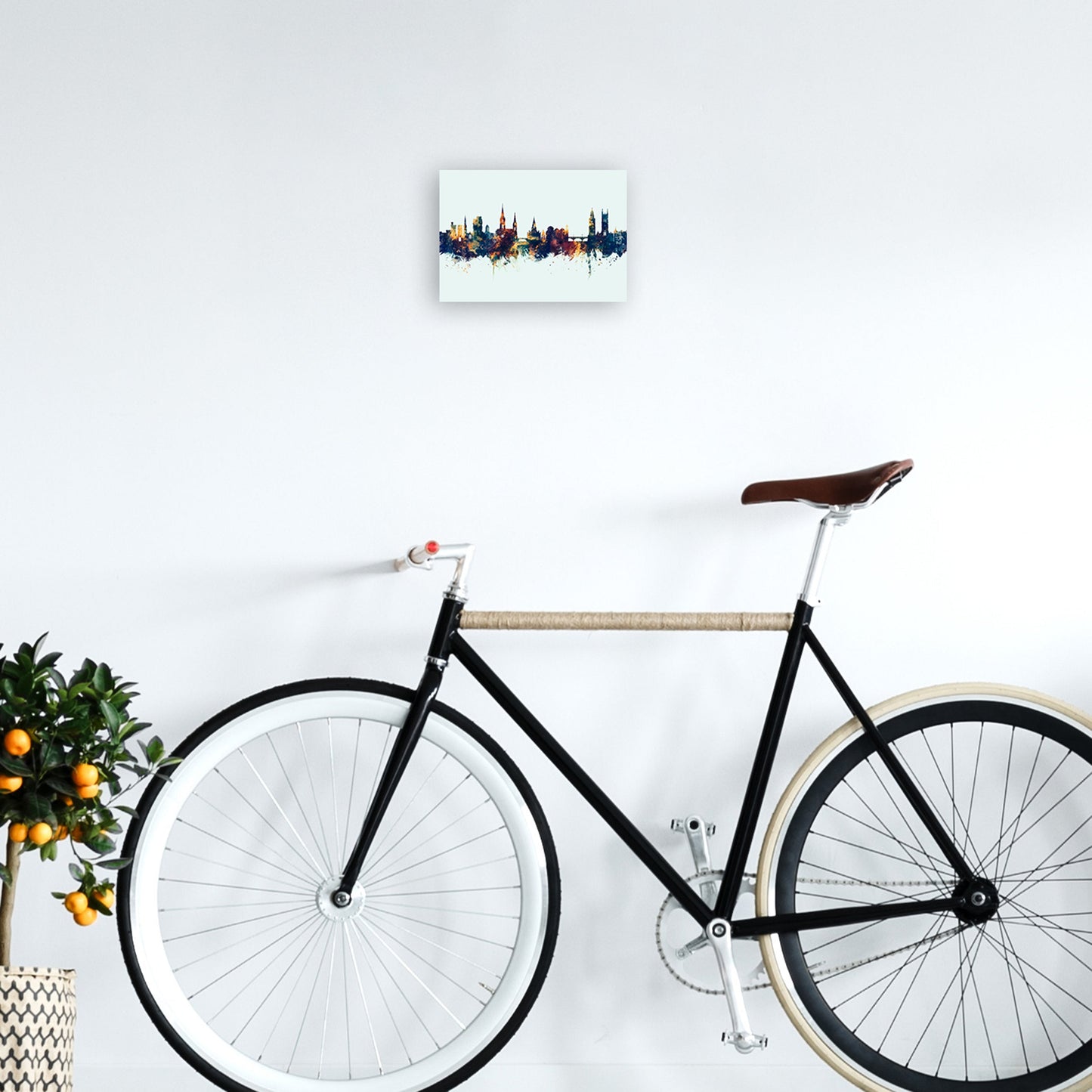 Kork Irland Skyline Blau Orange Kunstdruck