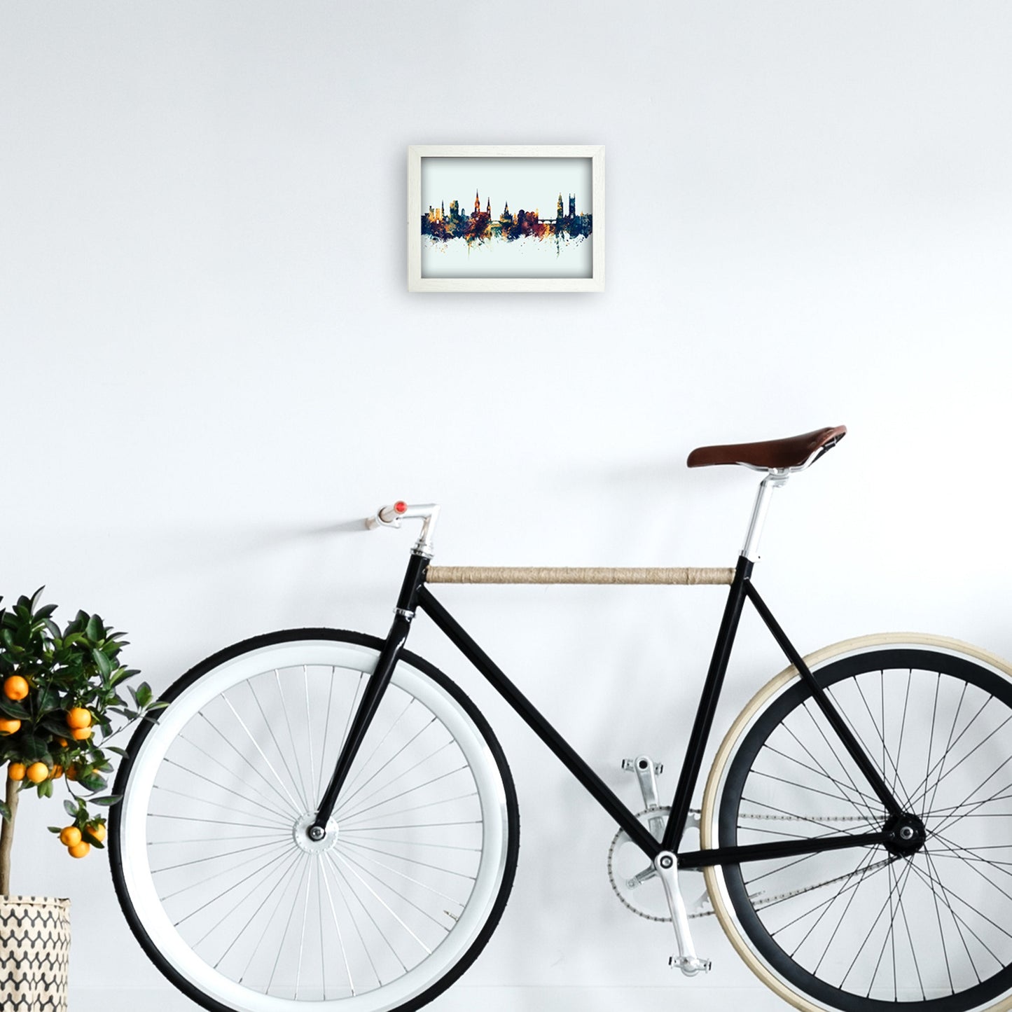 Kork Irland Skyline Blau Orange Kunstdruck
