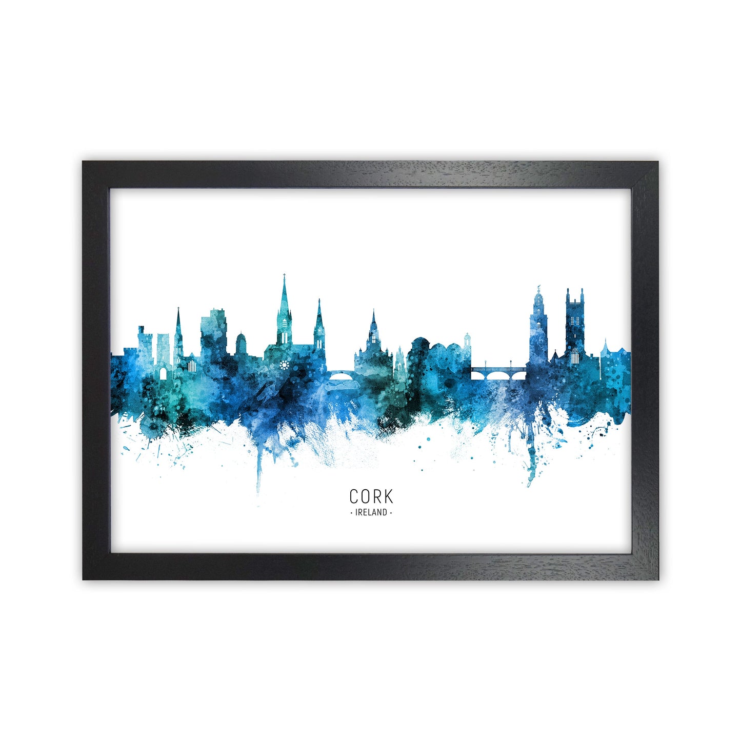Kork Irland Skyline Blaue Stadtname Druck