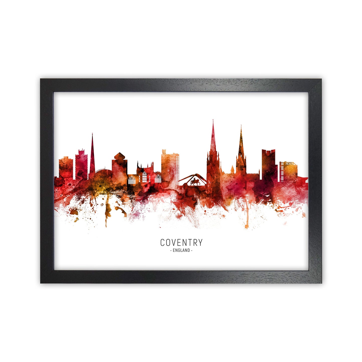 Coventry England Skyline Rote Stadtname