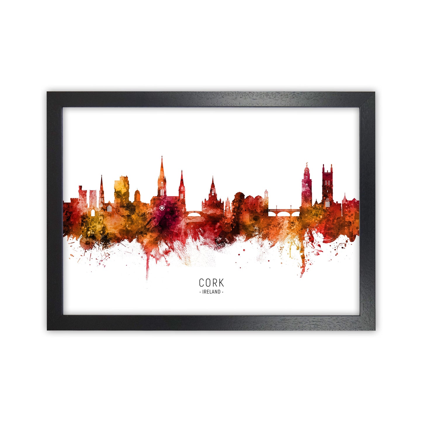 Kork Irland Skyline Rote Stadtname Druck
