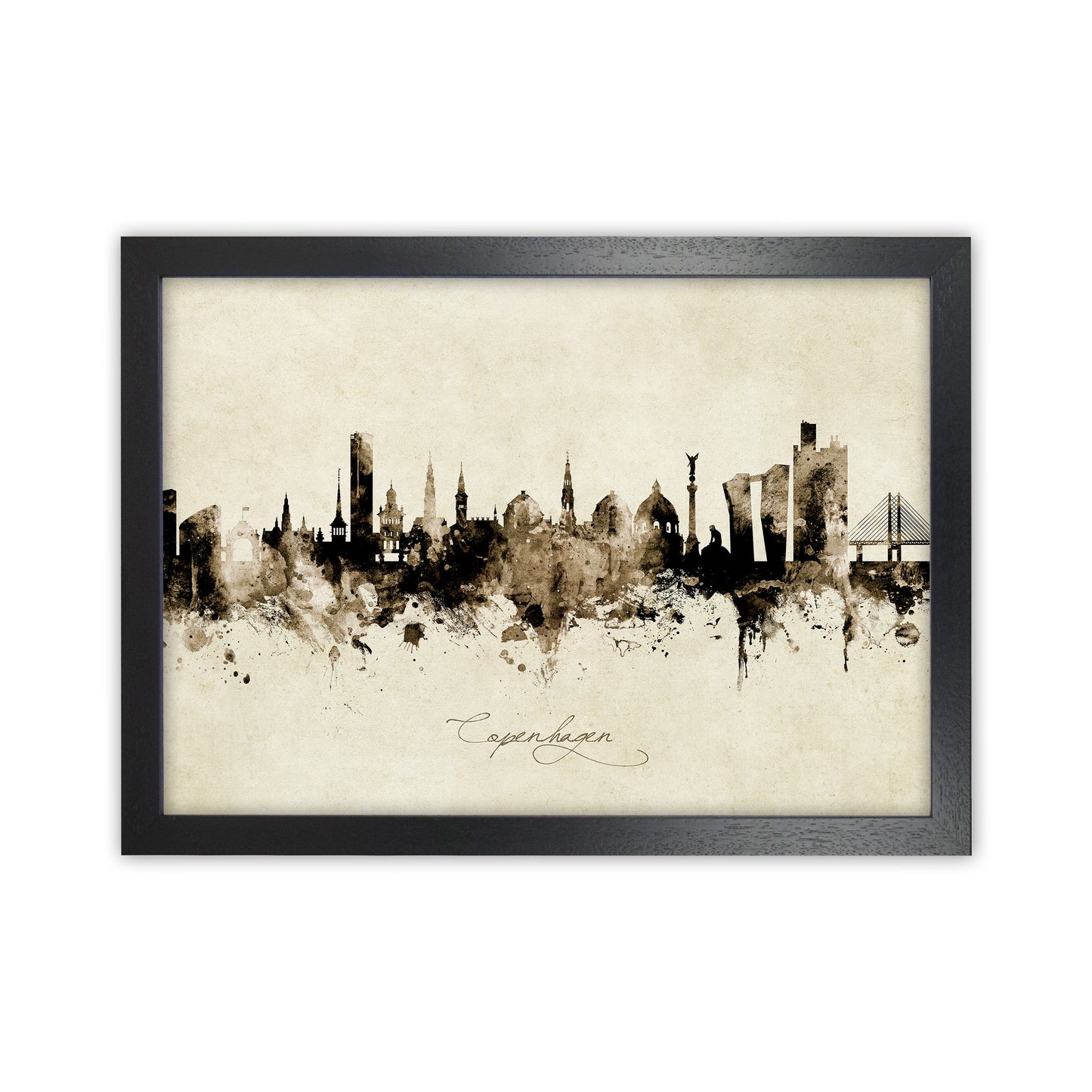 Kopenhagen Dänemark Skyline Vintage Kunst Druck