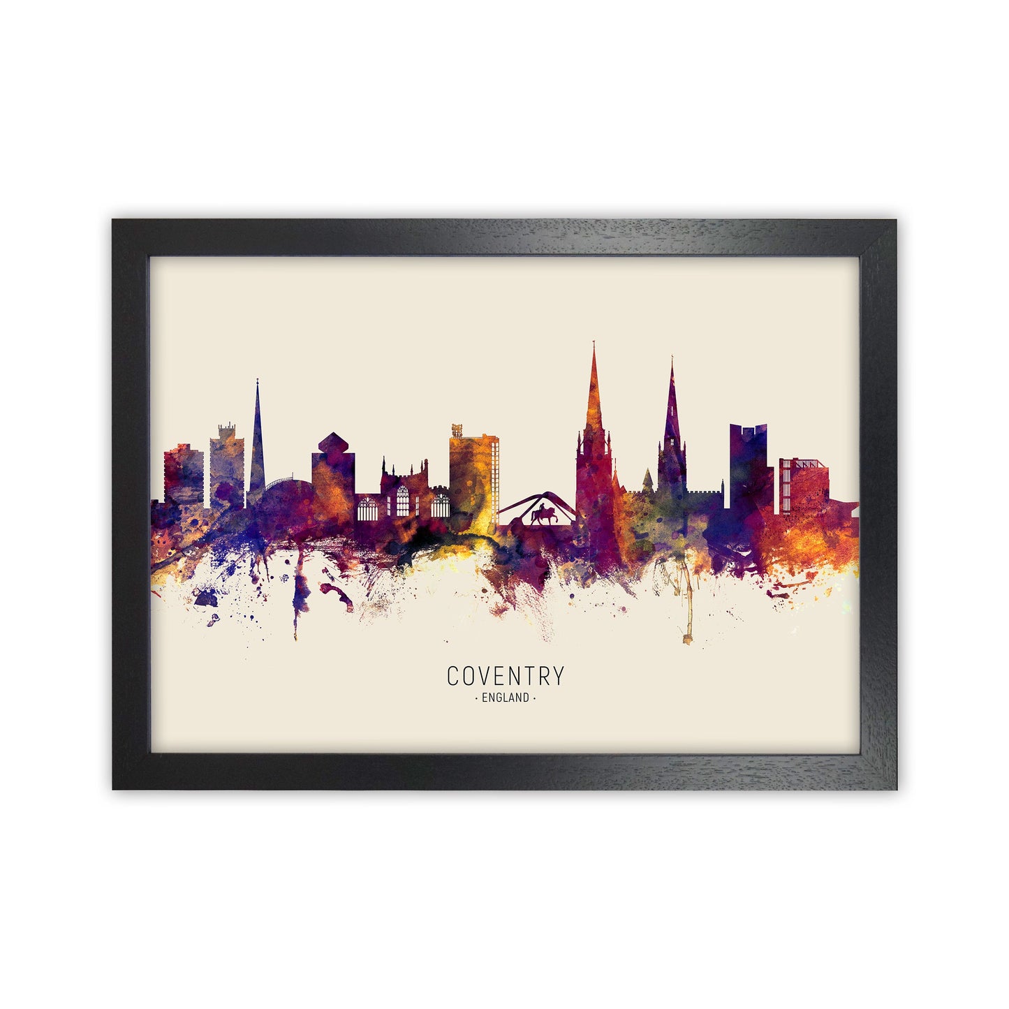 Coventry England Skyline Herbst Stadtname Kunstdruck