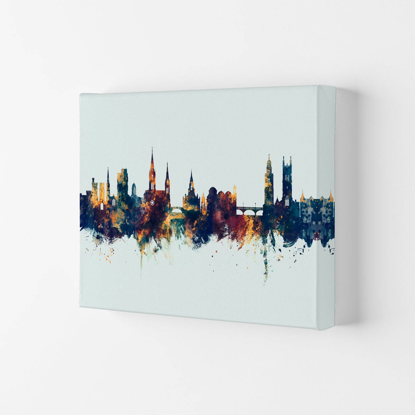 Kork Irland Skyline Blau Orange Kunstdruck