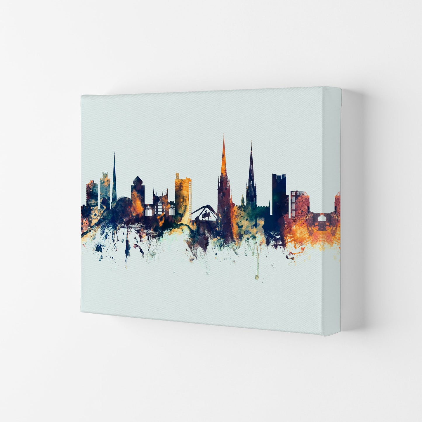 Coventry England Skyline Blau Orange Kunstdruck