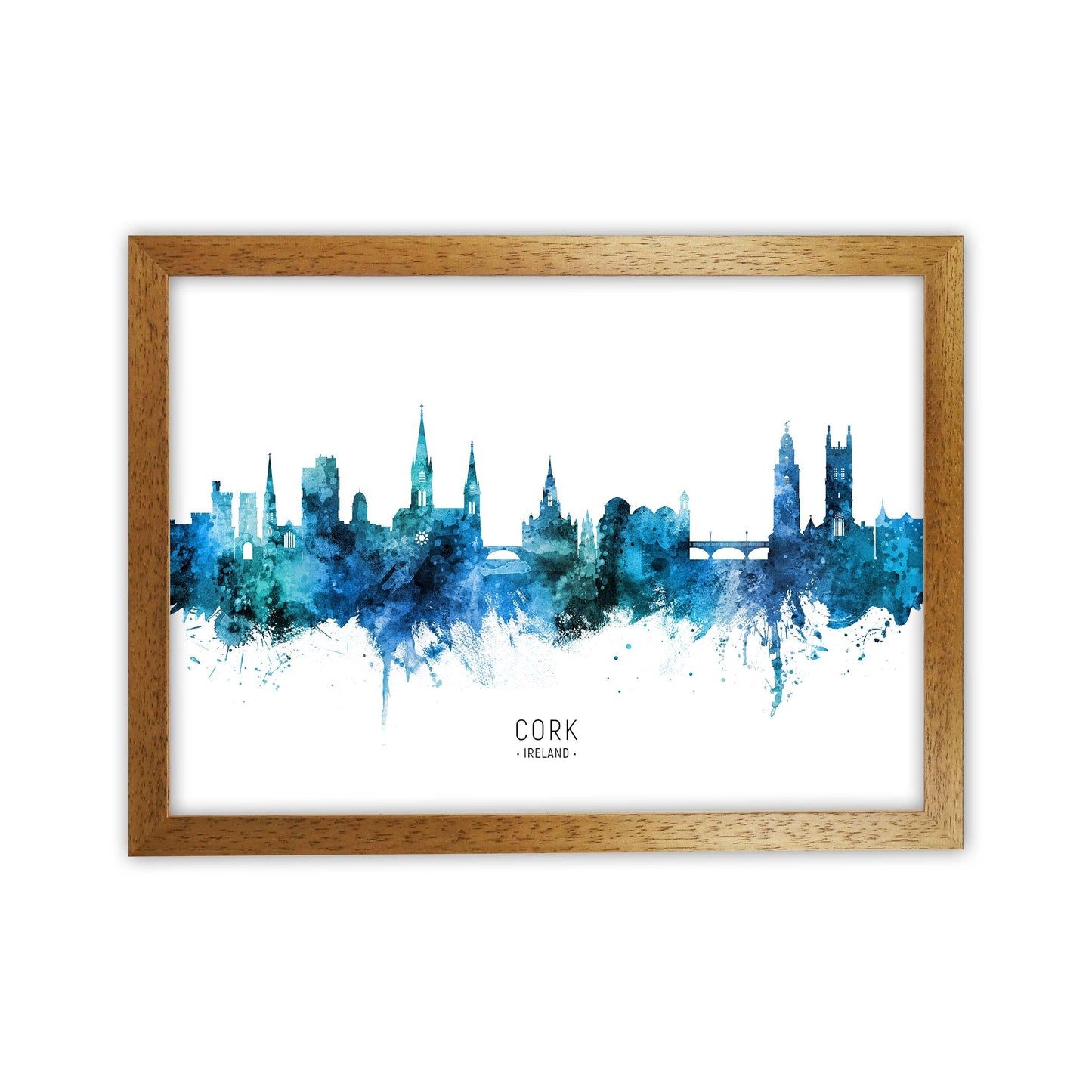 Kork Irland Skyline Blaue Stadtname Druck