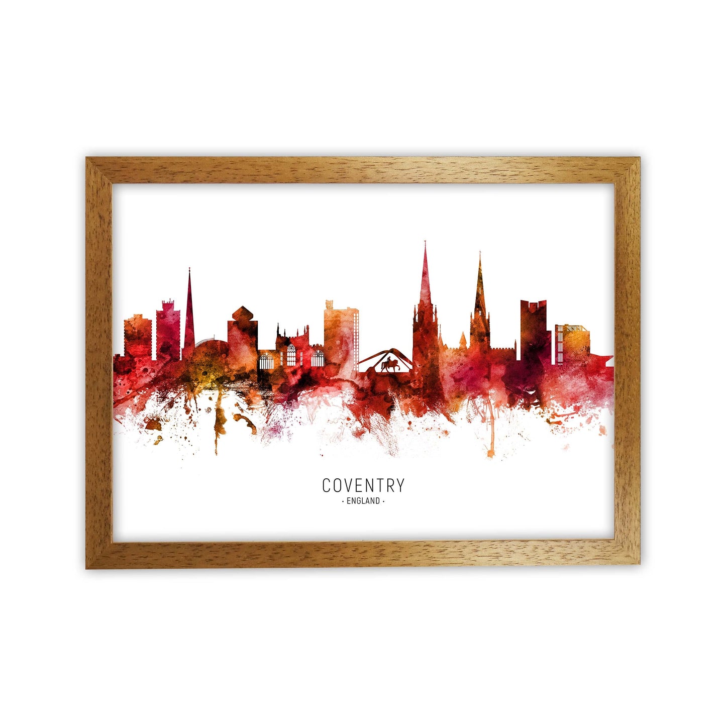 Coventry England Skyline Rote Stadtname
