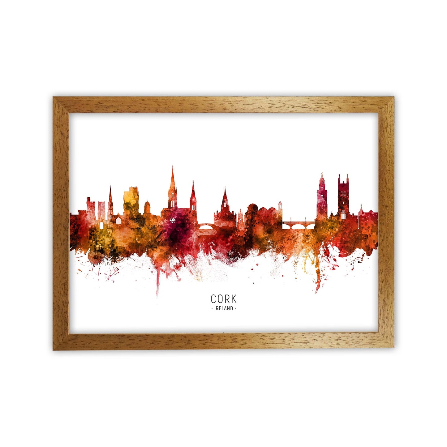 Kork Irland Skyline Rote Stadtname Druck
