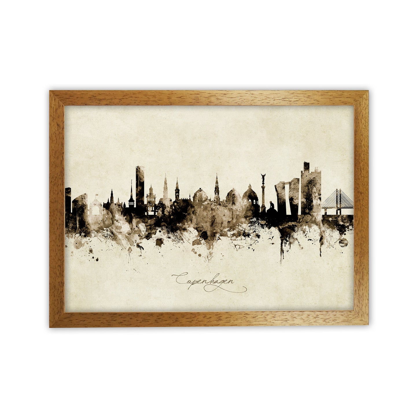 Kopenhagen Dänemark Skyline Vintage Kunst Druck