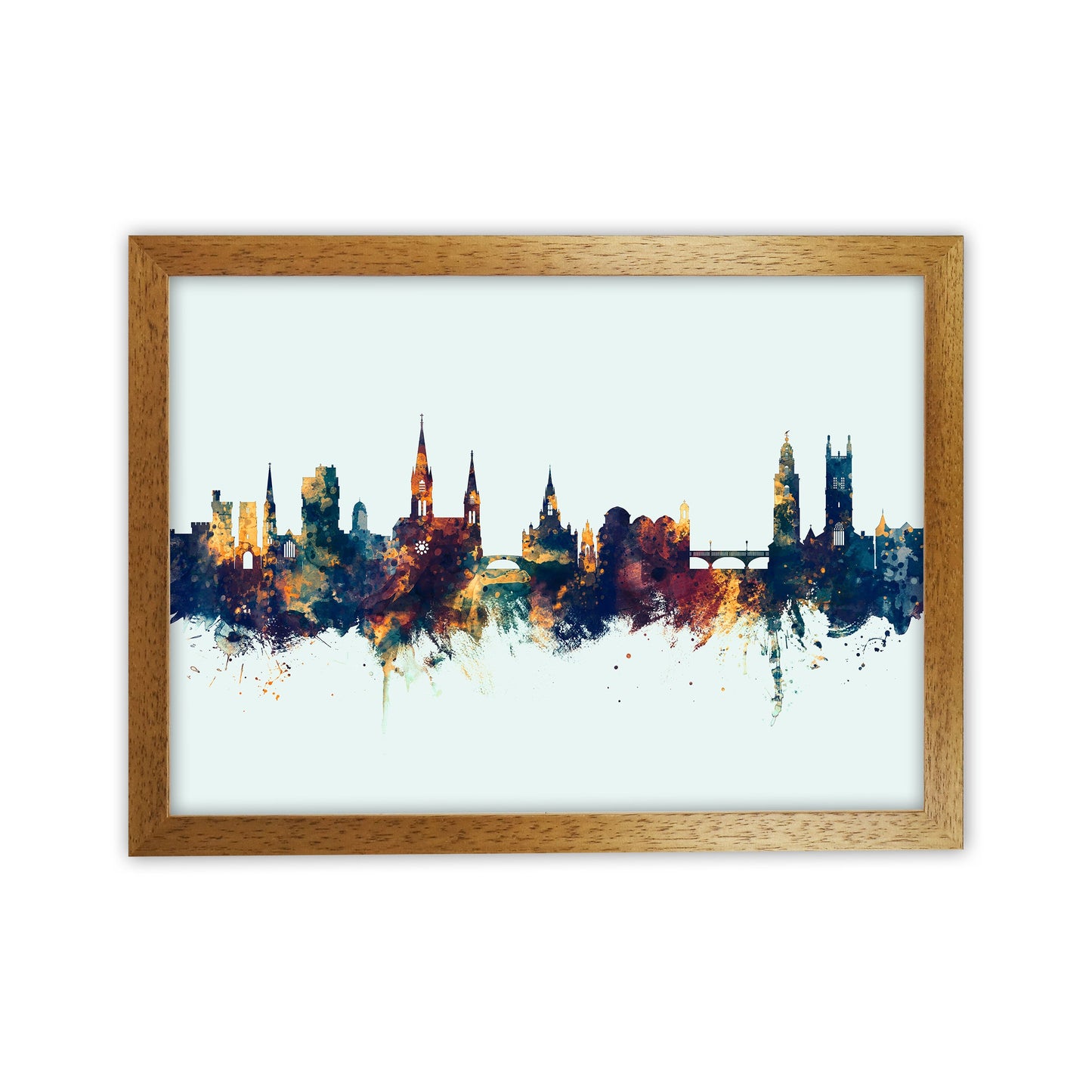 Kork Irland Skyline Blau Orange Kunstdruck
