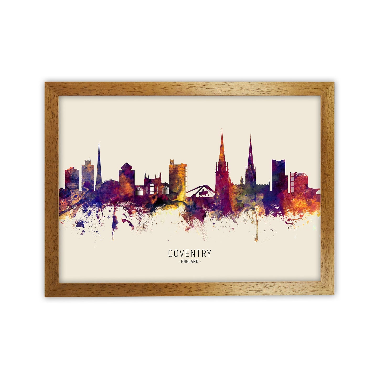 Coventry England Skyline Herbst Stadtname Kunstdruck