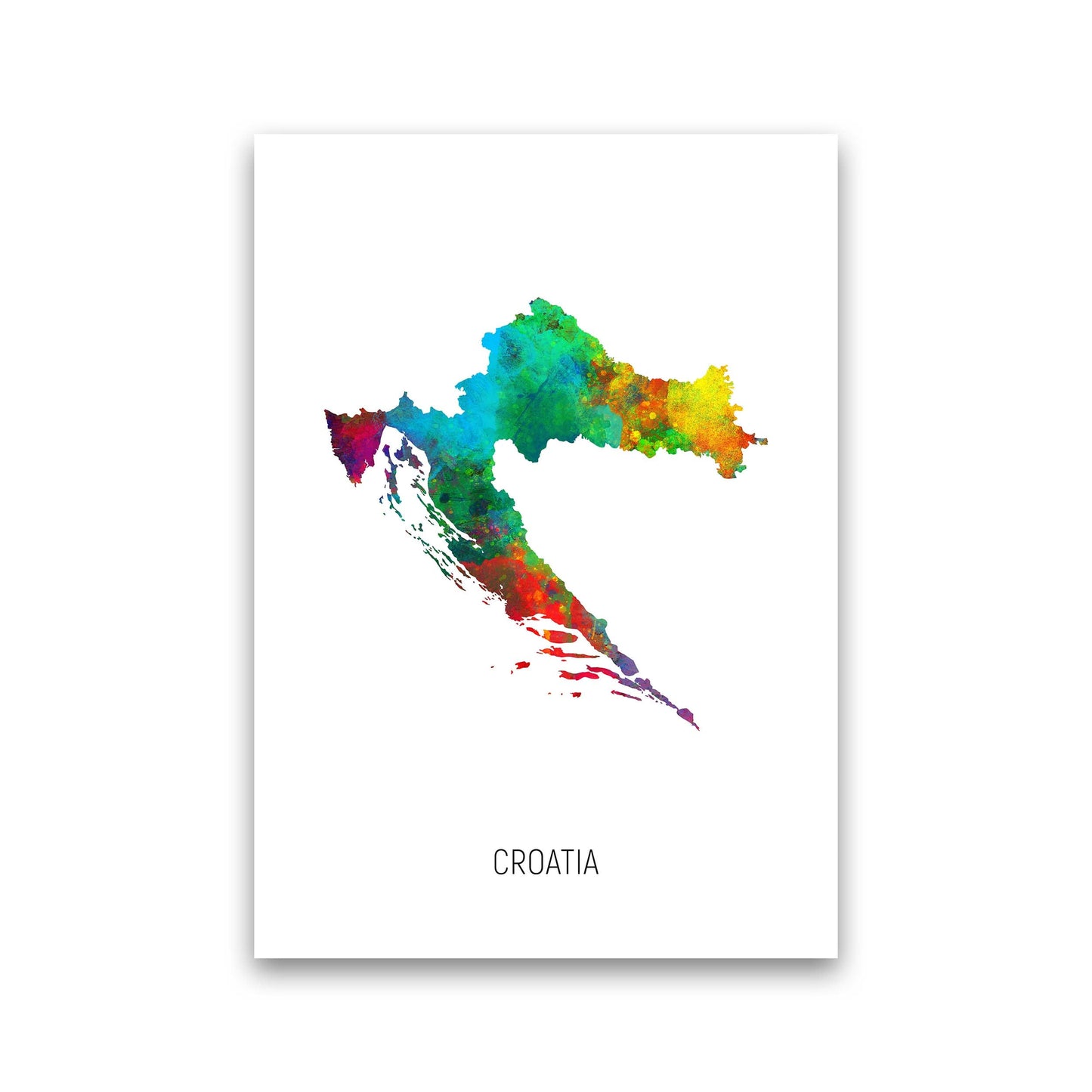 Kroatien Aquarellkarte Kunstdruck