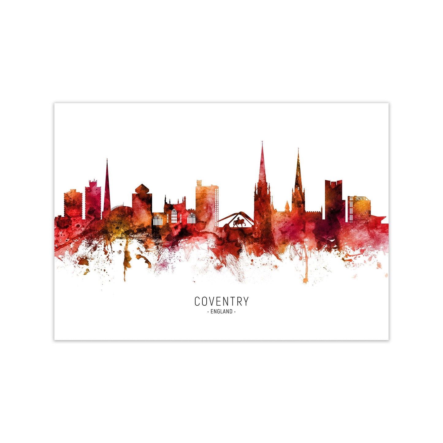 Coventry England Skyline Rote Stadtname