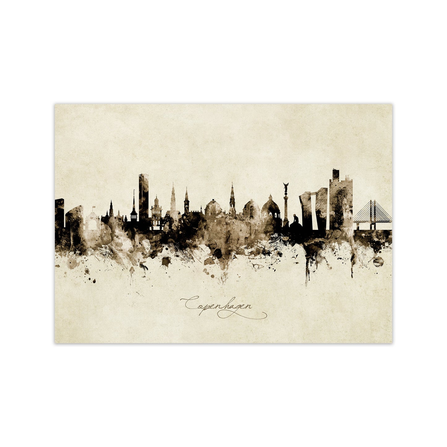 Kopenhagen Dänemark Skyline Vintage Kunst Druck