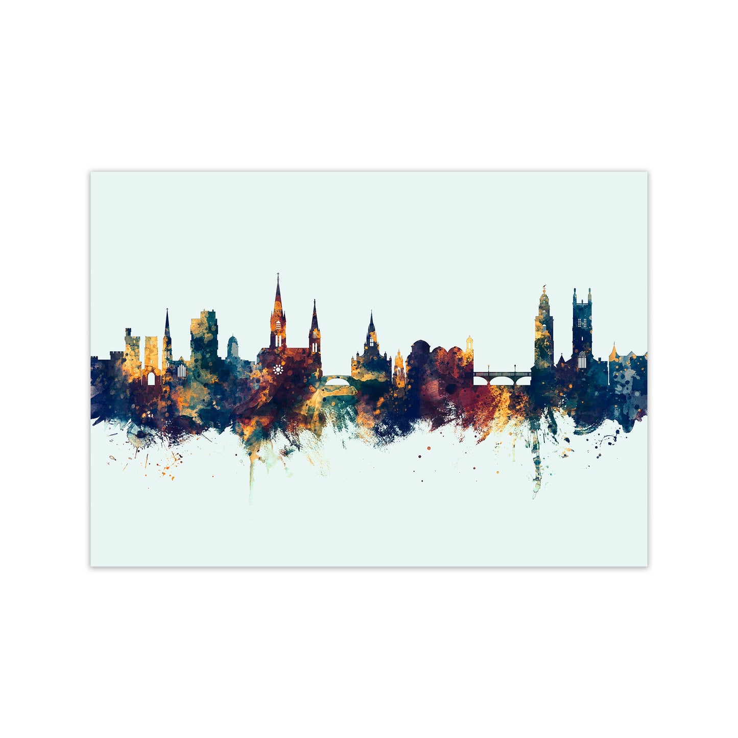 Kork Irland Skyline Blau Orange Kunstdruck