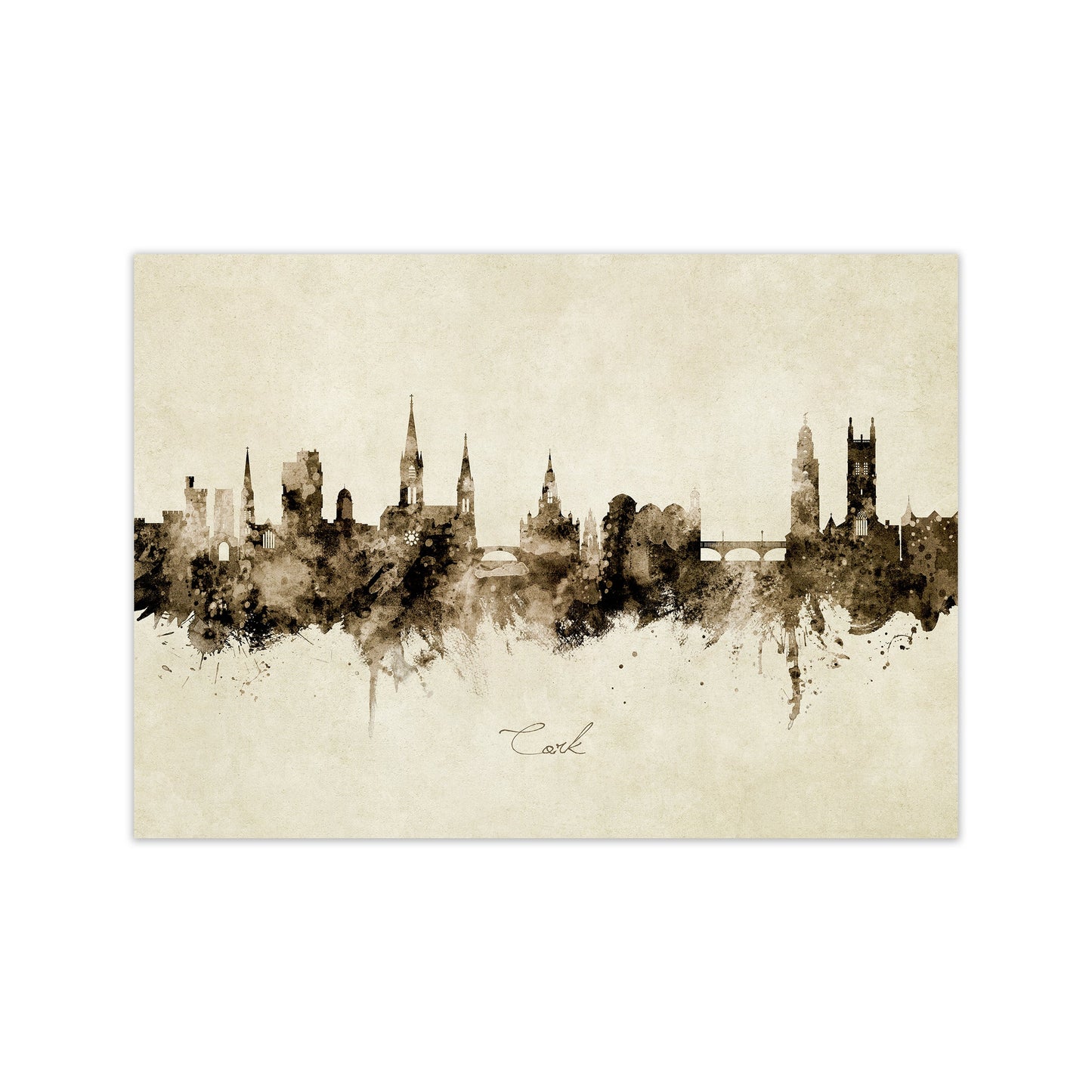 Kork Irland Skyline Vintage Kunstdruck