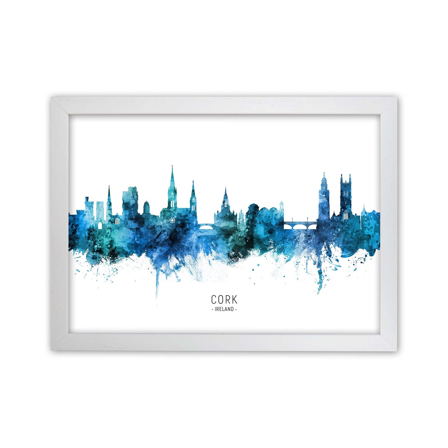 Kork Irland Skyline Blaue Stadtname Druck
