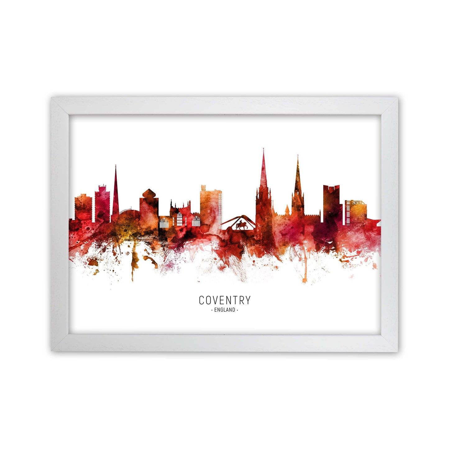Coventry England Skyline Rote Stadtname