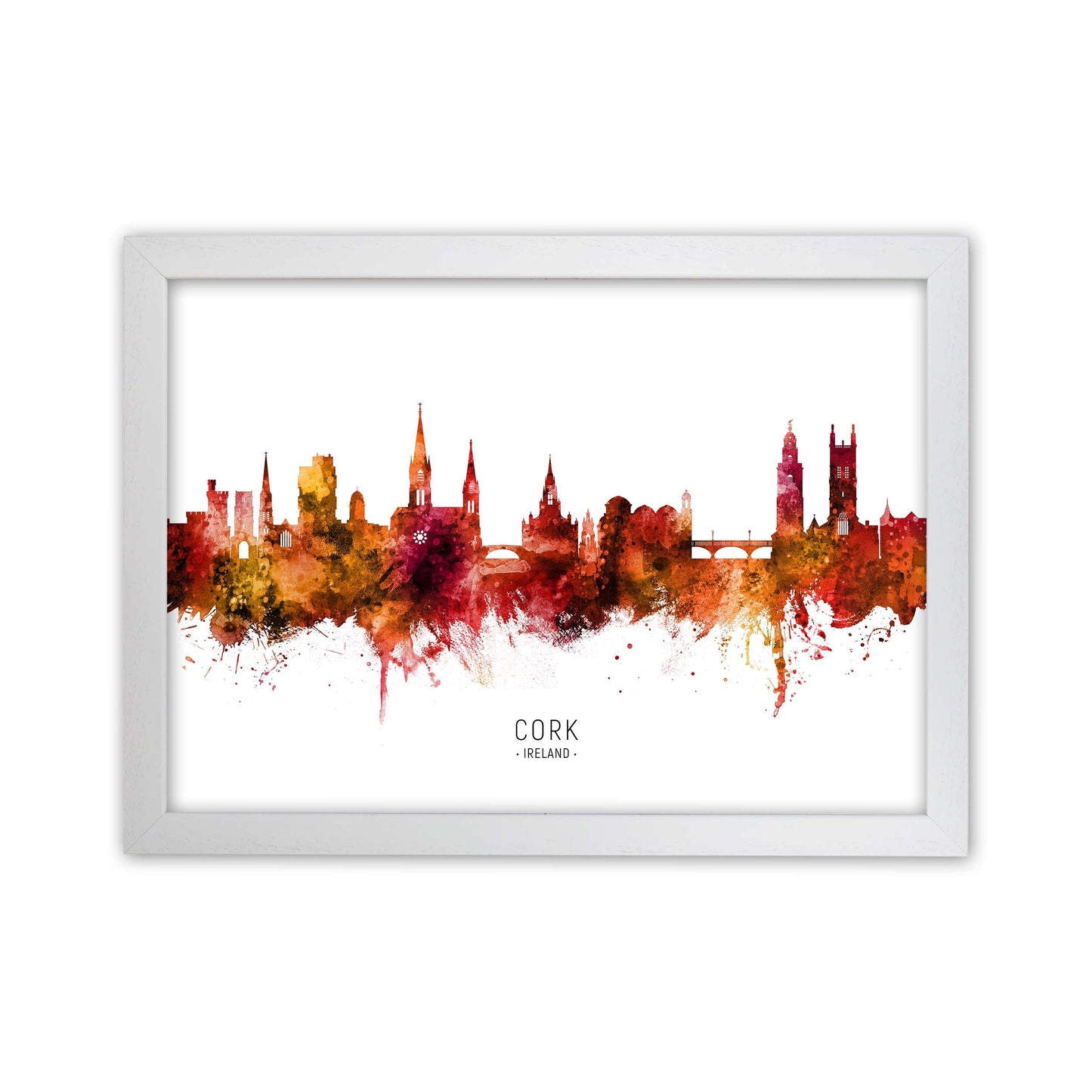 Kork Irland Skyline Rote Stadtname Druck