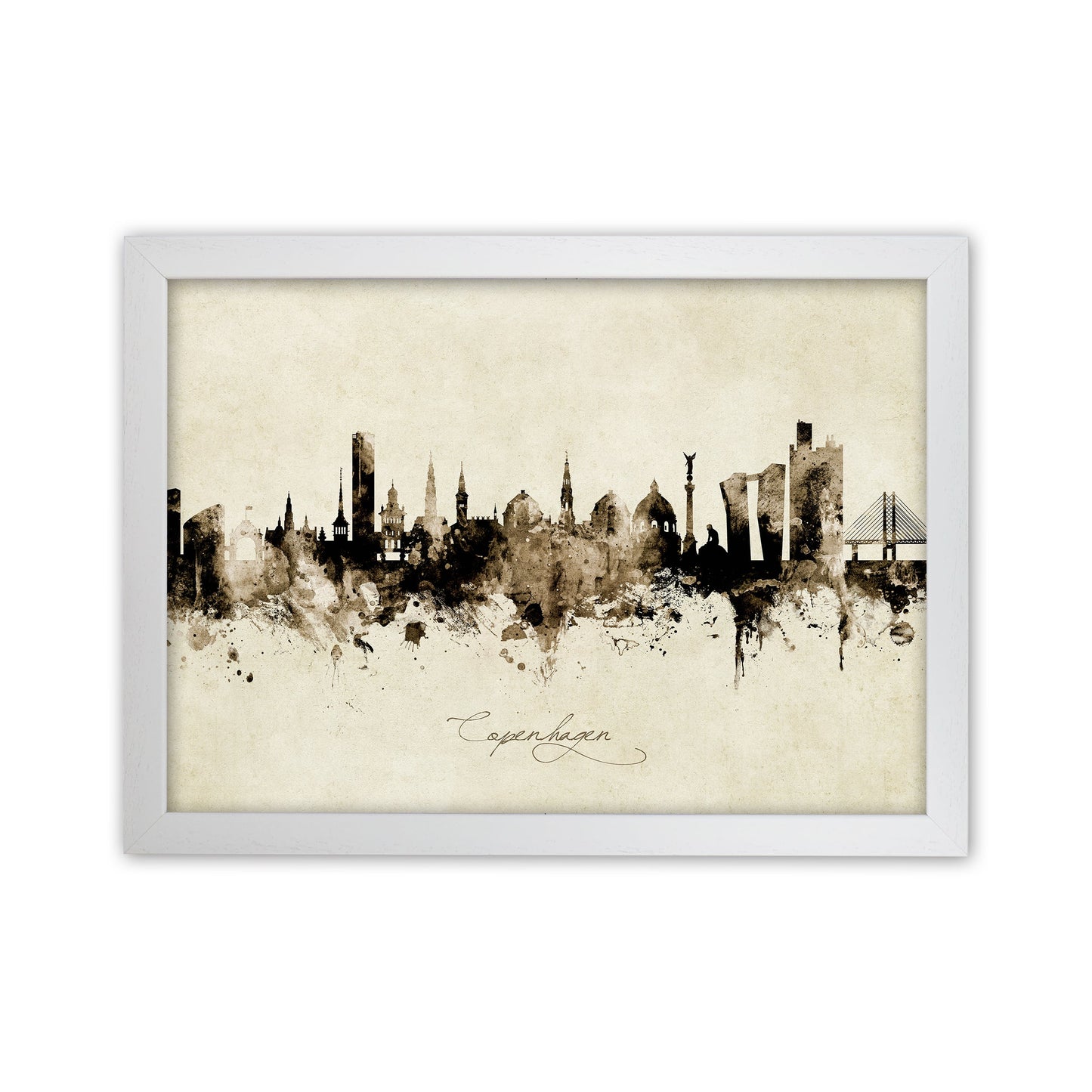 Kopenhagen Dänemark Skyline Vintage Kunst Druck