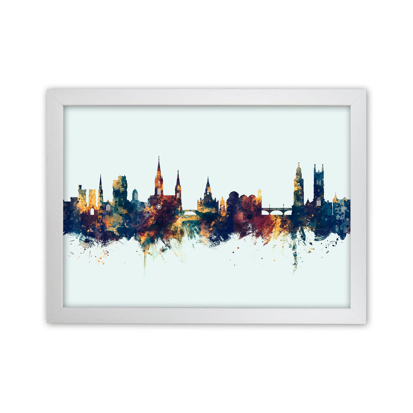 Kork Irland Skyline Blau Orange Kunstdruck