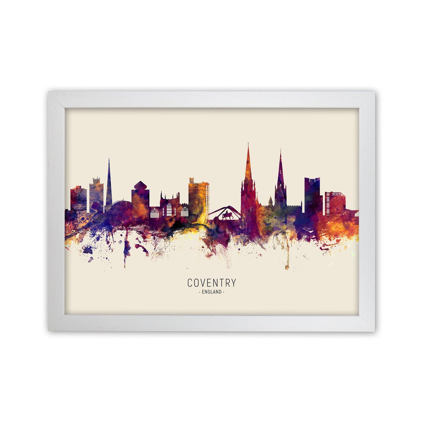 Coventry England Skyline Herbst Stadtname Kunstdruck