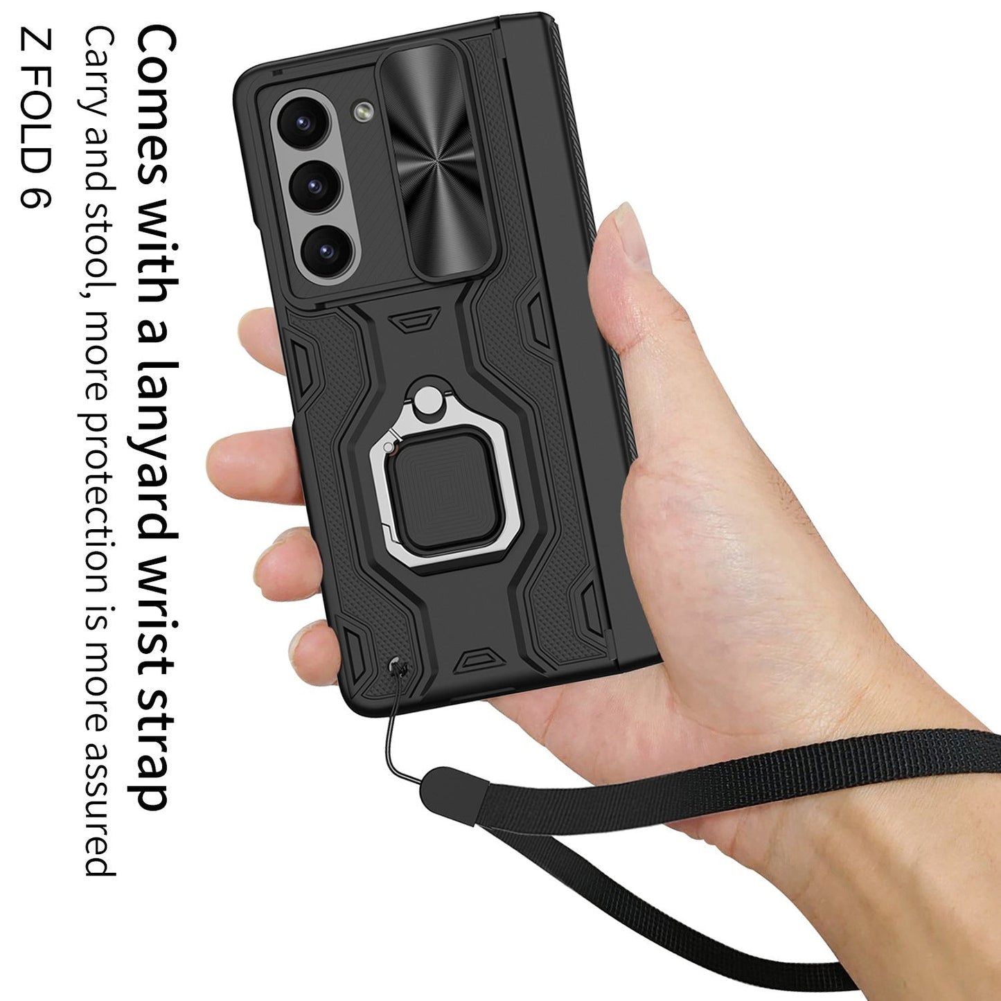 Frendorf | Magnetische Klapp-Handyhülle mit Stifthalter und Lanyard-Handgelenkband für Samsung Z Fold 6