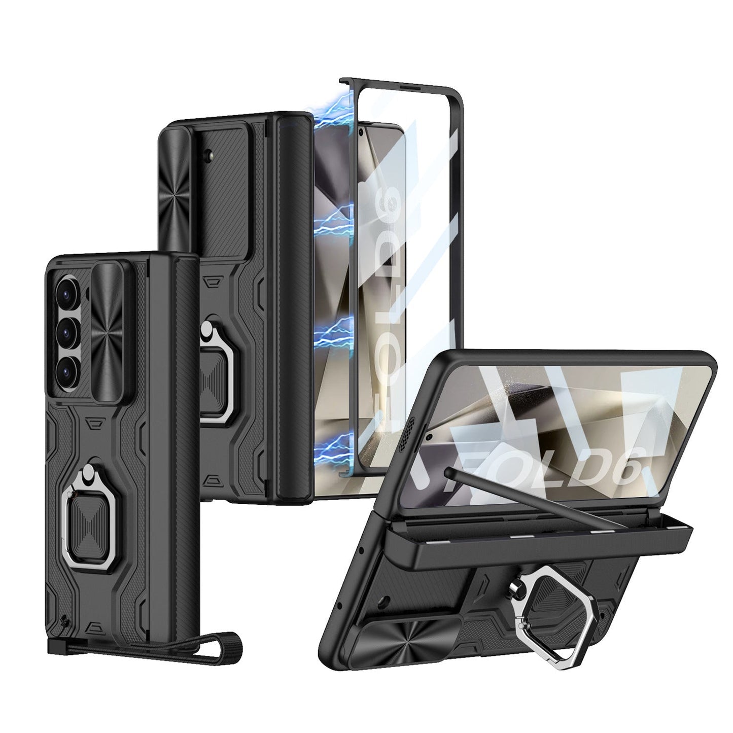 Frendorf | Magnetische Klapp-Handyhülle mit Stifthalter und Lanyard-Handgelenkband für Samsung Z Fold 6