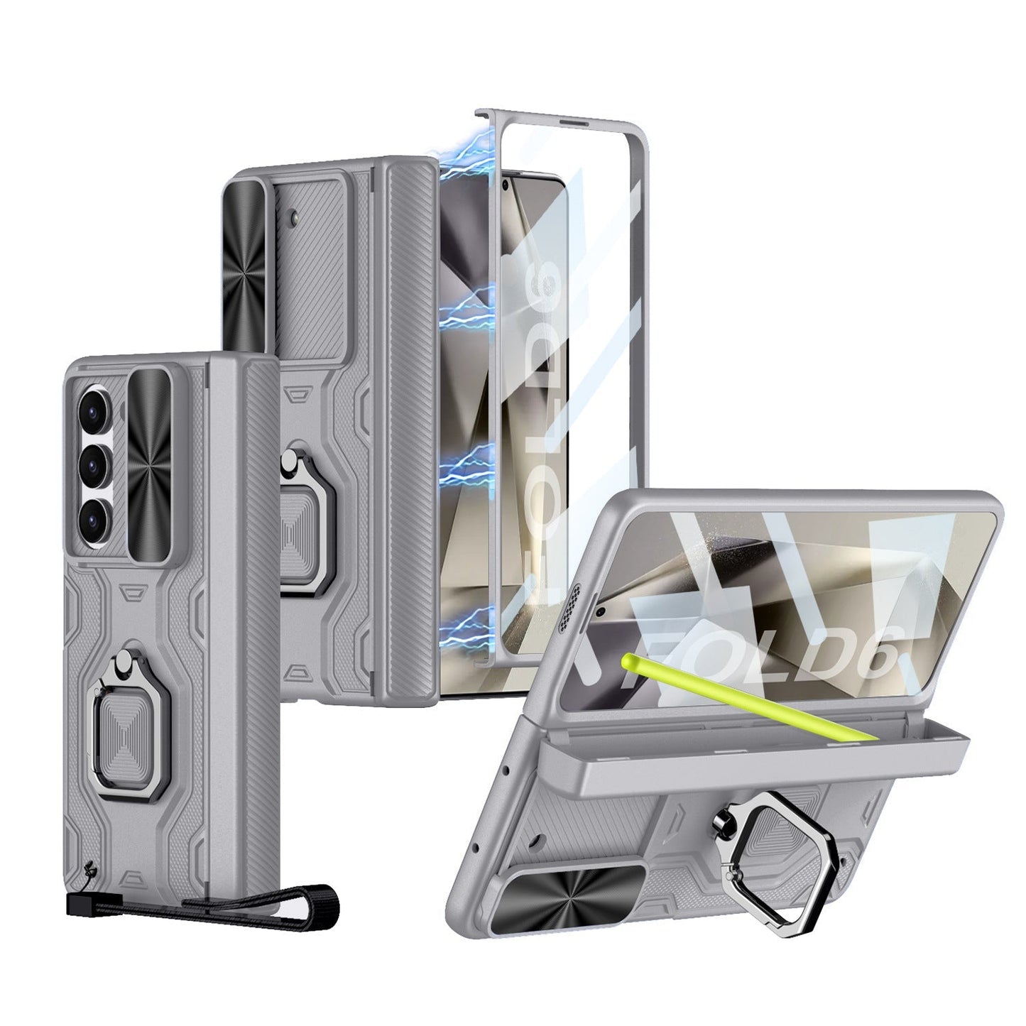 Frendorf | Magnetische Klapp-Handyhülle mit Stifthalter und Lanyard-Handgelenkband für Samsung Z Fold 6