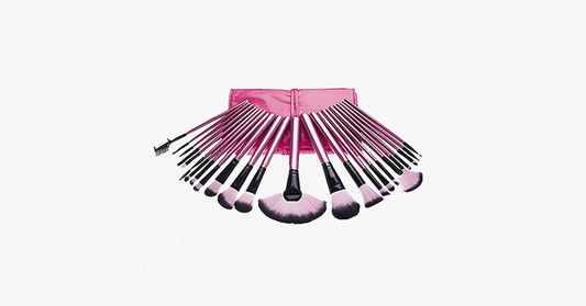 Frendorf | 24-teiliges professionelles Make-up-Pinselset mit Tasche - Hot Pink