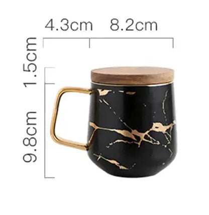 Marmormuster Kaffeetasse mit Goldverzierung