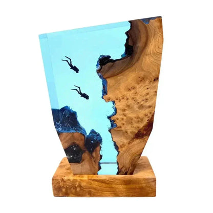 Frendorf | Marideep – Tiefseetaucher Tischlampe mit Holzsockel & ambienter Beleuchtung