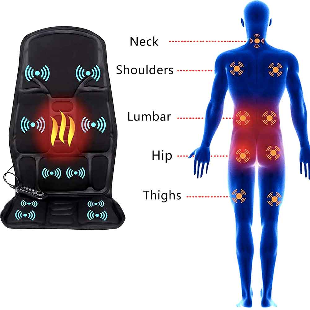 Frendorf | Mode Massagestuhlauflage mit beheiztem Nackenkissen für Auto und Zuhause
