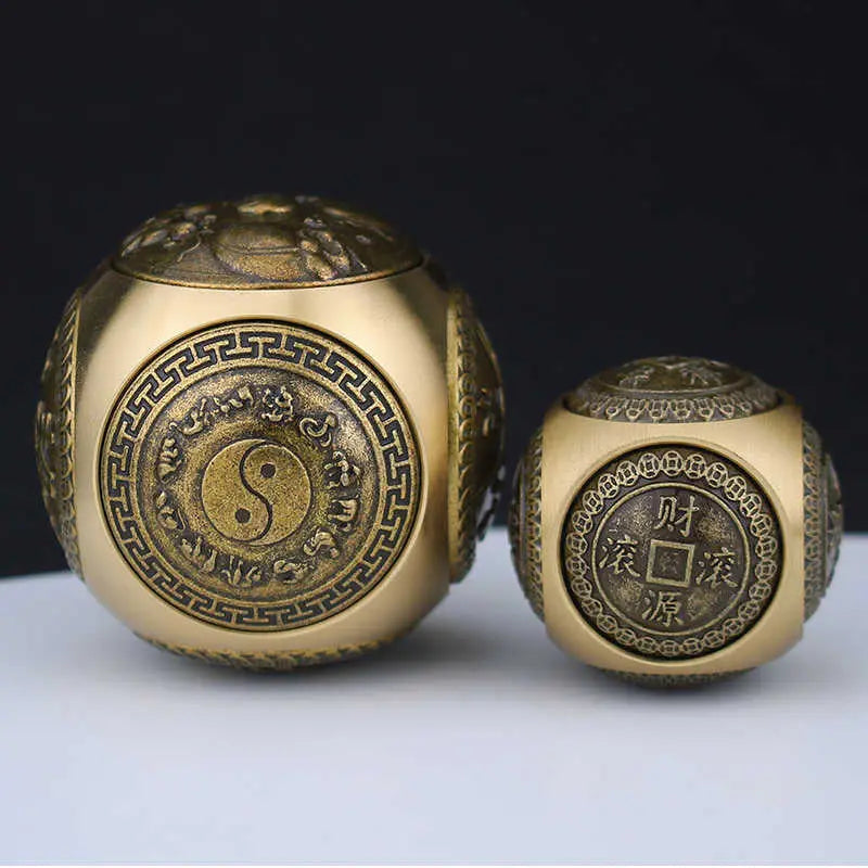 Frendorf | Messing-Stressabbau-Kreisel mit drehbarem Sechsseitenwürfel