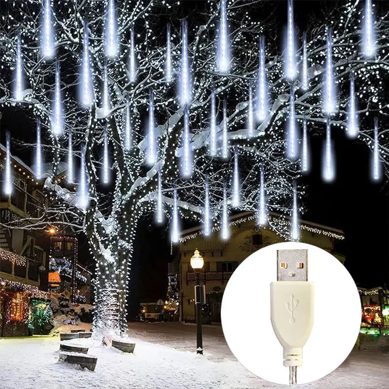 Frendorf | Meteorregen LED Lichterkette | Weihnachtsbeleuchtung Außen