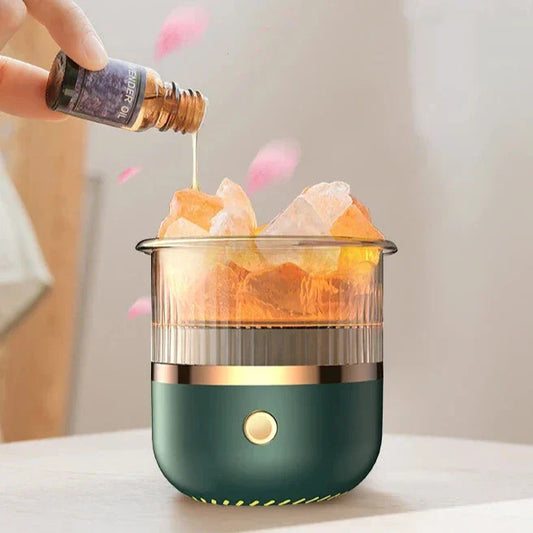 Himalaya Salzlampe & Ätherische Öl Diffusor, USB Ultraschall Luftbefeuchter für Zuhause & Büro