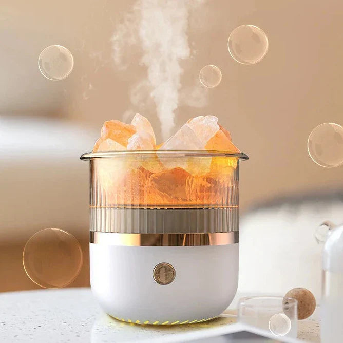 Himalaya Salzkrystalllampe & Ätherischer Öl Diffusor, USB Ultraschall Luftbefeuchter für Zuhause & Büro