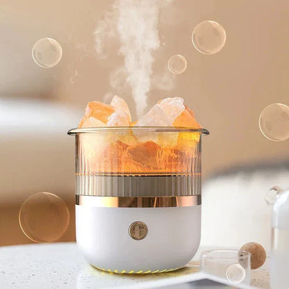 Himalaya Salzkrystalllampe & Ätherischer Öl Diffusor, USB Ultraschall Luftbefeuchter für Zuhause & Büro